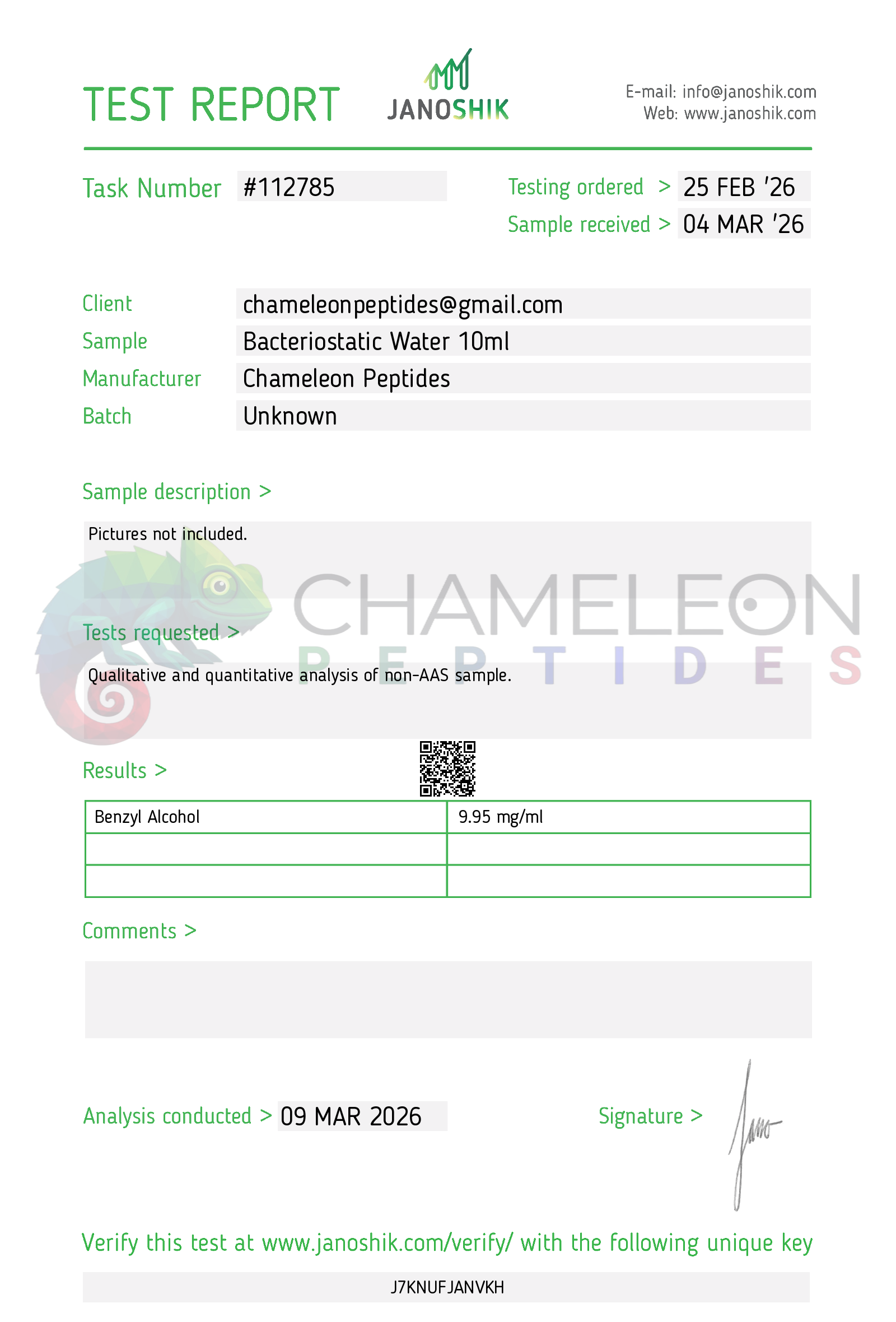 Amino H2O product image – Chameleon Peptides